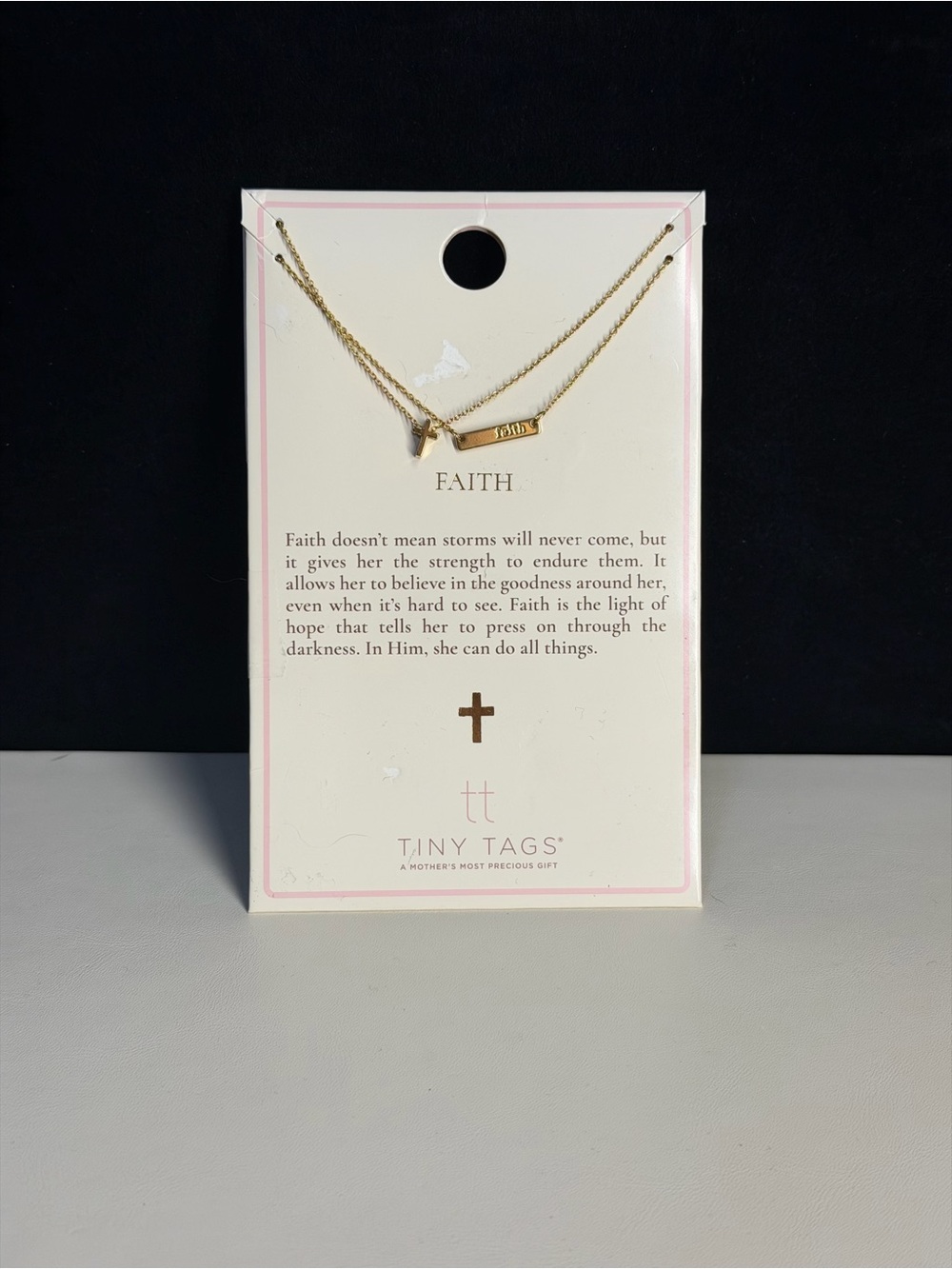 Tiny Tags Faith Layered Cross Necklace 14k Gold Plated NWT